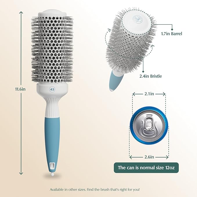 Medium Round Brushing Brush - Ceramic Hair Brush for a Smooth Salon Style Look - Professional Brushing Brush Ideal for All Hair Types - 43 mm