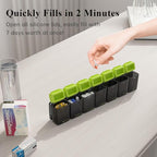 Weekly Pill Organizer Magnetic, Removable Pill Box 7 Day 1 Time a Day, Large Pill Case Travel, Week Once Daily Medication Dispenser, Medicine Container Holder for Supplement Vitamin, Green