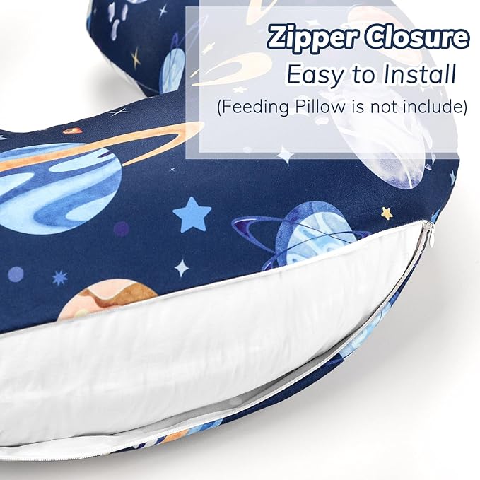 Pea Pod Nursing Pillow Cover 2 Pack Soft & Adorable Slipcovers for Breastfeeding Pillows, Comfortable Stretchy Feeding Pillow Covers for Baby Girls Boys Newborn, Removeable Pillow Case (Outer Space)