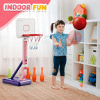 Toddler Basketball Hoop, Adjustable Height 2.3-4.5ft Baby Basketball Goal Set with 4 Balls & Pump, Backyard Poolside Basketball Toy for Boys & Girls Birthday Gift, Pink