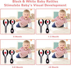 XIXILAND Baby Rattles 0-6 Months Newborn Toys Infant Toys 0-6 Months Rattles for Babies 0-6 Months Baby Toys 0-6 Months, Black and White High Contrast Baby Toys Dumbbell Toy for 0 3 6 9 12 Months