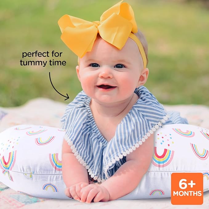 Plushii Nursing Pillow, Breathable Nursing Pillows for Breastfeeding, Breast Feeding Pillows for Mom, Breastfeeding Pillows for Bottle Feeding, Tummy Time, Sitting Support - Rainbow World