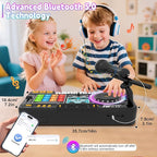 Kids Toys DJ Mixer for Party: Music Toy with Bluetooth & Microphone for Ages 3+ - 2000+ Sound Effects & Colorful Light - Idea Gift for Birthday Holiday