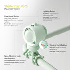 JISULIFE Stroller Fan Baby Large, Safe Bladeless for Crib, Desk, Portable Battery Rechargeable Cooling Fan with Air Turbo Tech, LED Display, Night Light, Food-Grade Gift for Mom/Dad/Friend - Green