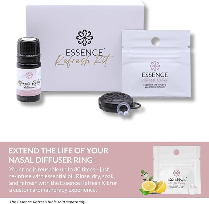 Essence Wearable Aromatherapy Nasal Diffuser – Allergy Relief Essential Oil Nose Ring – Personal Scent Clip for Travel, Work & Everyday Use – Made in USA