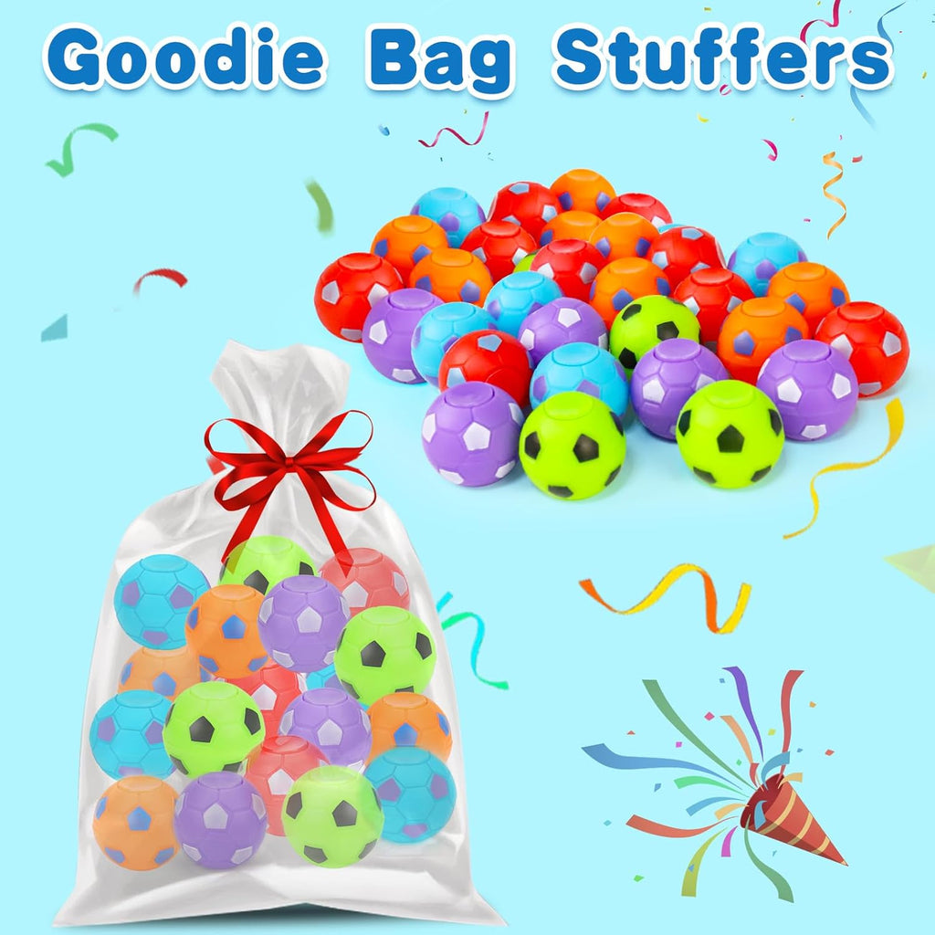 32PCS Fidget Spinner Soccer Balls Sports Party Favors Bulk for Kids 4-8 8-12 Birthday Goodie Treat Bag Stuffers Classroom Treasure Toys Carnival Prizes Pinata Fillers Mini Return Gifts for Boy Girl