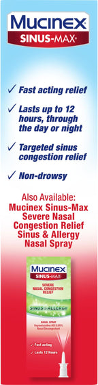 Mucinex Sinus-Max Nasal Spray Decongestant, 12 Hour Over-The-Counter Medication Nose Spray for Sinus Relief, Nasal Decongestants for Adults, Cooling Menthol, 0.75 Fl Oz (Pack of 3)