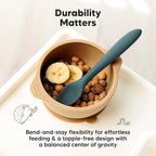 KeaBabies Silicone Baby Spoons, Self Feeding 6-12 months - 3-Pack Baby Weaning Eating Utensils, Toddler First Food Training Spoon, Infant, Kids Feeding Supplies Essential Set, Dishwasher-safe (Rocky)