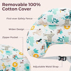 Momcozy Pioneering Safety Fence Nursing Pillow for Breastfeeding- Wider Feeding Pillows for More Support for Mom & Baby- Easier Nursing & Hand Free- Fit for All, Removable Cotton Cover