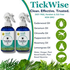 3 Moms Organics, TickWise 8oz Extra Strength Double Whammy 2-Pack - DEET- Free, Tick and Insect Repellent, Plant Based Essential Oils, All Natural Ingredients, Safe for Kids, Adults, Dogs & Horses