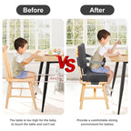 Toddler Booster Seat for Dining Table Kitchen Chair, Waterproof Non-Slip with Backrest & Adjustable Straps, Portable PU Travel Baby Kids Booster Seat Cushion