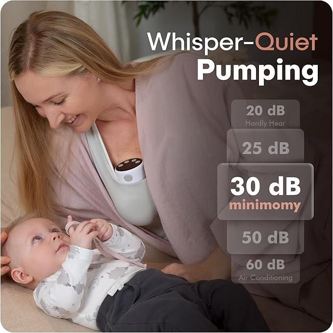 Wearable Hands-Free Electric Breast Pump – Double Portable Pump, 3 Modes 12 Levels, Quiet Rechargeable Breastfeeding Pump, LED Display, 24mm & Multiple Flange Sizes (1 Count)