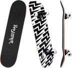 WhiteFang Skateboards for Beginners, Complete Skateboard 31 x 7.88, 7 Layer Canadian Maple Double Kick Concave Standard and Tricks Skateboards for Kids and Beginners
