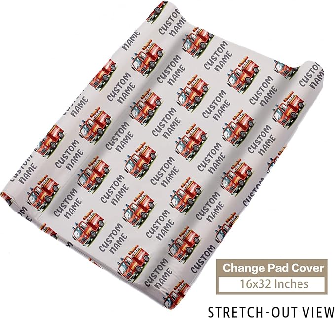Personalized Baby Crib Bedding Set – Fire Truck Theme Nursery Bedding Sets 3 Piece with Custom Name Blanket, Fitted Crib Sheet & Changing Pad Cover – Ideal Newborn Gift for Boys