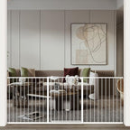 WAOWAO Triple Lock Baby Gate Extra Wide 86.22-90.55" Pressure Mounted Walk Through Swing Auto Close Safety White Metal Dog Pet Puppy Cat for Stairs,Doorways,Kitchen 86.22-90.94"/219-231cm