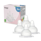 YOHKOH Baby Bottle Nipples for Wide Neck Bottles, 100% Natural Feel Silicone Nipples, BPA-Free (6m+, L, 4 Counts)