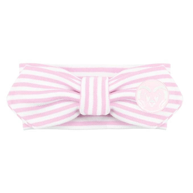 Creative Knitwear Colorado State Rams Infant Girls Pink/White Striped Hair Knot Headband Embroidered Logo - Size Newborn - 4T