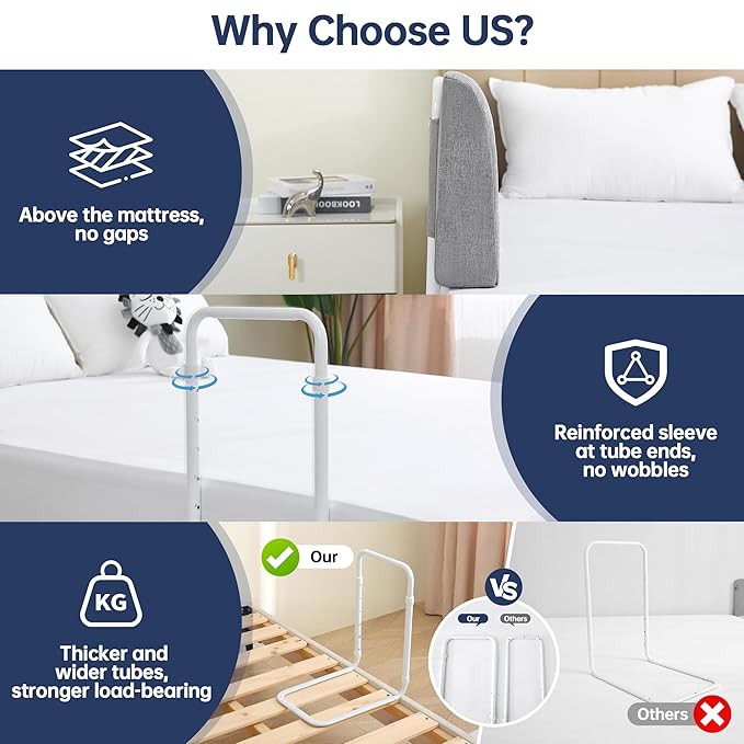 Bed Guard Rail for Toddlers, 59inch Foam Padded Side Rail for Queen King Twin Full Size Bed, Bedrail for Toddler, Bed Railing