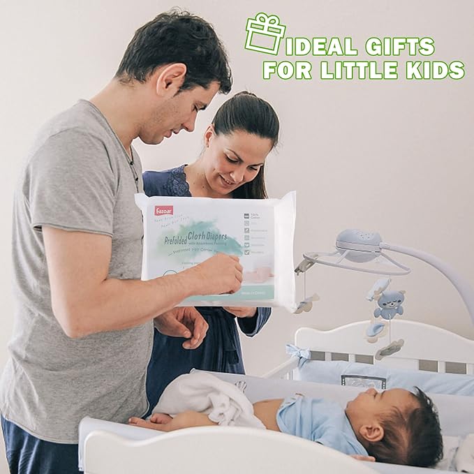 Prefold Cloth Diapers, Fasoar 3 Ply Baby Washable Cotton Diapers Covers for Babies to Toddlers Multi-Use (10-35 lbs) Count(12)