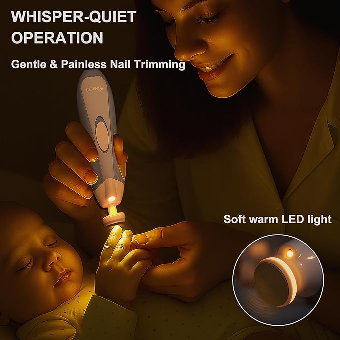 Fansidi Baby Nail Trimmer Electric – Limited Dreamy Sky Blue, Gentle Baby Nail File Electric| 10 Grinding Heads + 8 Replacement Pads| Quiet LED |Baby Nail Clippers for Newborn Infant Toddler