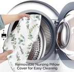 Little Grape Land Nursing Pillow,Upgraded Breast Feeding Pillow for Mom,Breastfeeding & Bottle Feeding for 0–17 Months, Soft Machine Washable Cover with firm breathable filling,Tummy Time,Green Leaves