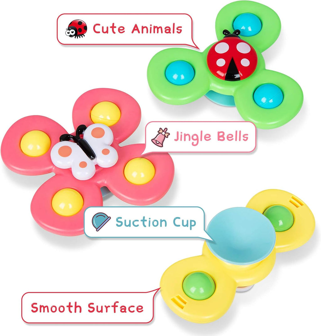 Airplane Travel Toys for Toddlers 1-3: Suction Cup Spinner Toys for 1 Year Old Boy Girl Birthday Gift - Sensory Spinning Baby Bath Toys 6-12-18 Months