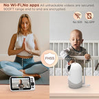Baby Monitor with 30-Hour Battery, 5" Large Split-Screen Video Baby Monitor with Camera and Audio, 3500mAh Battery, Remote Pan/Tilt/Zoom Camera, Two-Way Talk, Night Vision, Lullabies, No WiFi