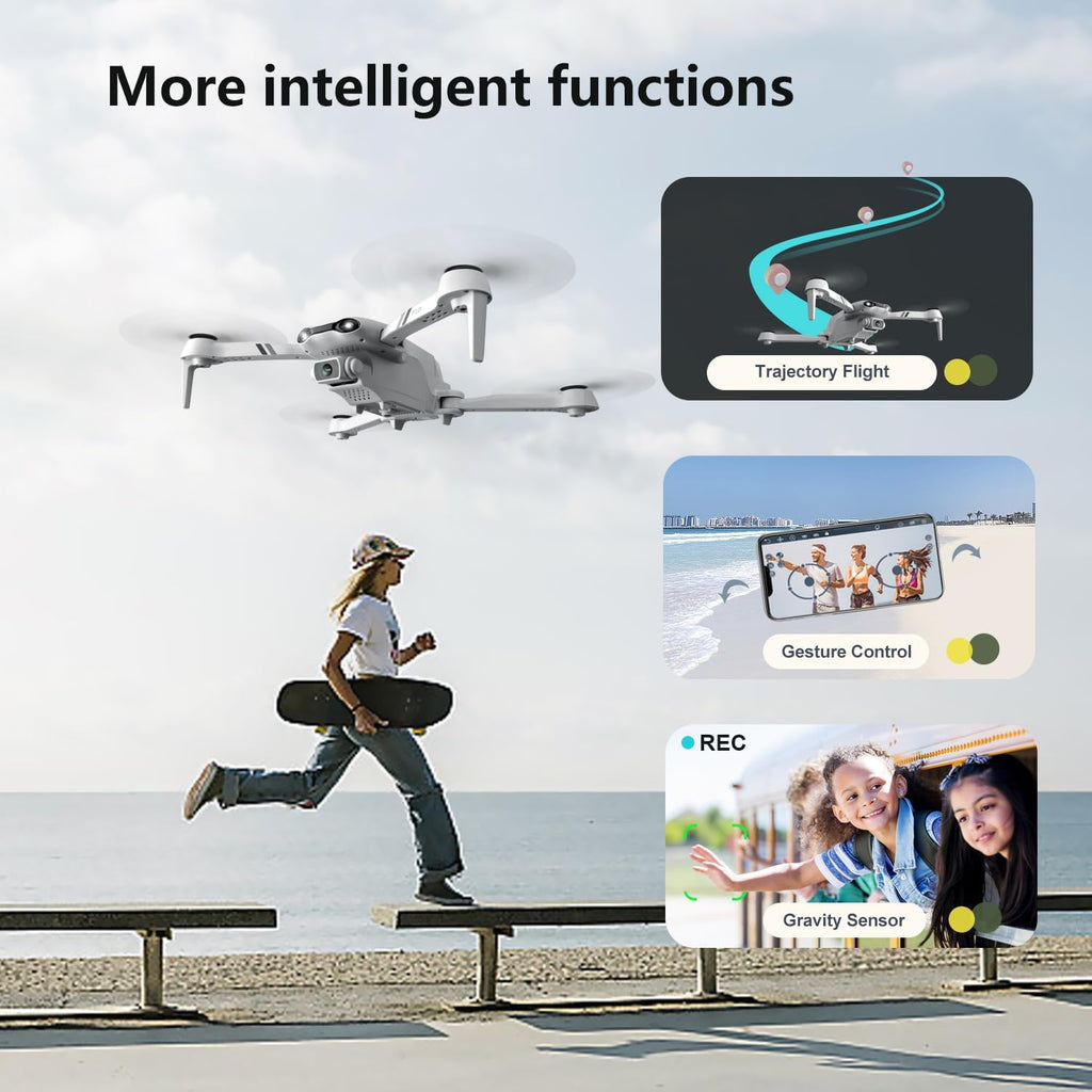 DRONEEYE F10 Foldable Drone with Camera for Adults, Brushless Motor, 1080P HD FPV Live Video, Altitude Hold，Headless Mode,3D Flips, Trajectory Flight, App Control,One Key Start, RC Quadcopter for kids with 2 Batteries