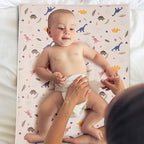 Vegan Leather Baby Changing Mat - Wipeable Portable Changing Pad, Foldable Travel Changing Mat for Baby, Newborns Toddlers Shower Gifts (Dinosaur,20"*28")