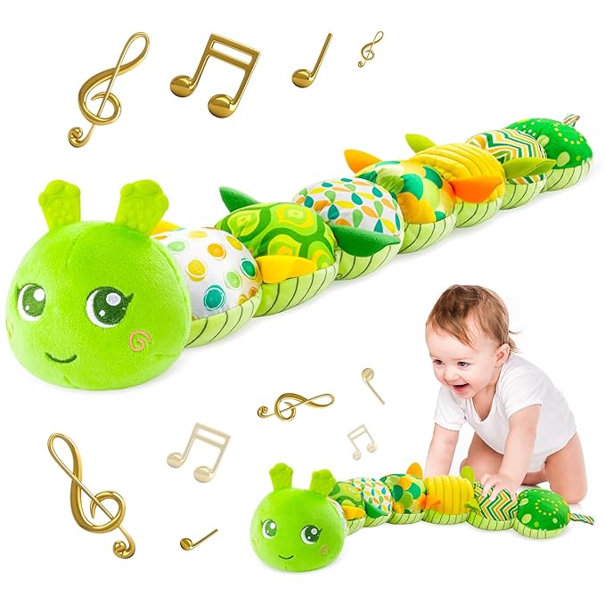 Sumobaby Infant Baby Musical Multi-Sensory Caterpillar, Stuffed Animal Activity Soft Toys, for Tummy Time Newborn 0-3-6-12 Months Boy and Girls,Green