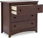 Delta Children Perry 3 Drawer Dresser with Changing Top and Interlocking Drawers, Walnut Espresso
