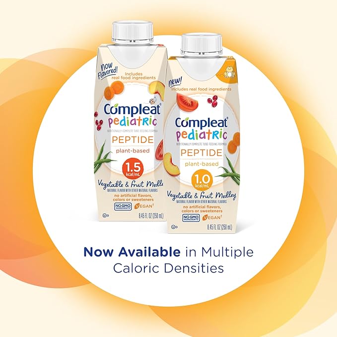 Compleat Pediatric Peptide 1.0 Pediatric Tube Feeding Formula Vegetable/Fruit Medley Flavor 250 mL Carton 24 Ct