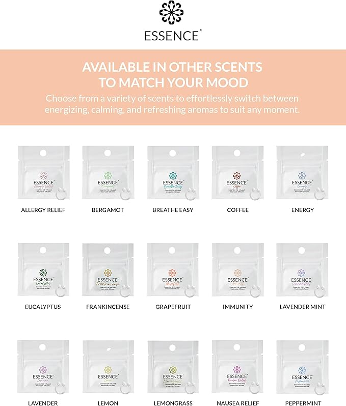 Essence Wearable Aromatherapy Nasal Diffuser – Immunity Blend Essential Oil Nose Ring – Personal Scent Clip for Travel, Work & Everyday Use – Made in USA (3 Pack)