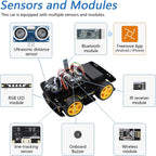 Freenove 4WD Car Kit with Remote (Compatible with Arduino IDE), Line Tracking, Obstacle Avoidance, Wireless Control App, Ultrasonic Sensor Motor Servo
