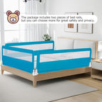 Costzon Bed Rail for Toddlers, 2 PCS Extra Long Swing Down Safety Bed Guards w/Straps for Convertible Crib, Kids Twin, Double, Full Size, Queen & King Bed, Folding Bed Rails for Baby (71-Inch, Blue)