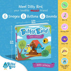 Ditty Bird Animal Sounds Book for Toddlers – Interactive Book Featuring Cuckoo, Blue Tit, Herring Gull, Tawny Owl & Dove Sounds | Musical Board Book for Ages 1-3 | Perfect Educational Gift for Toddler