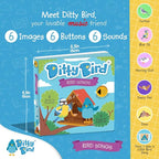 Ditty Bird Animal Sounds Book for Toddlers – Interactive Book Featuring Cuckoo, Blue Tit, Herring Gull, Tawny Owl & Dove Sounds | Musical Board Book for Ages 1-3 | Perfect Educational Gift for Toddler