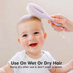 Wooden Baby Hair Brush - Cradle Cap Baby Brush with Soft Goat Bristles, Perfect Gentle Scalp Newborn Comb for Infant, Girls, Boys, Bath Essentials (Thistle, Oval)