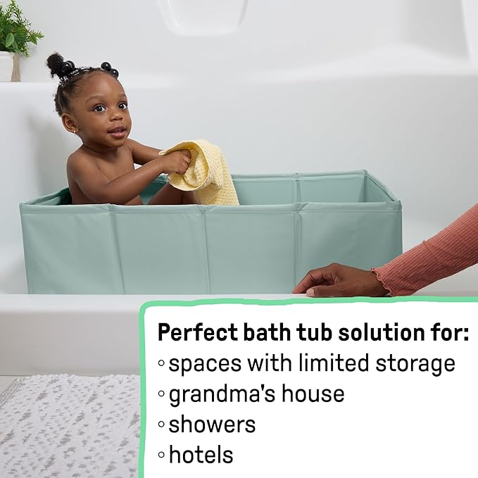 Ingenuity Tuckaway Toddler Folding Tub, Converts Shower to Tub, Folds to Store, Easy to Clean, No Assembly Required, Portable Baby Bathtub for Travel, 12M-5Y
