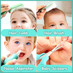Baby Healthcare and Grooming Kit, 20 in 1 Portable Baby Safety Care Set with Hair Brush Comb Nasal Aspirator Electric Nail Trimmer Set Baby Essentials kit for Newborn Boys Girls (Green 20 in 1)