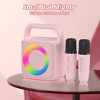 Karoke Machine with 2 Wireless Mics,Portable Karaoke Microphone Toys with Colorful Lights and Magic Voices for Camping Party, Birthday Gift for Boys Girls Teenages Adults