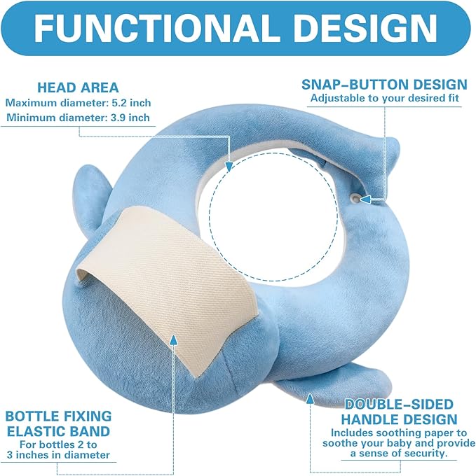 kornsurte Bottle Holder Pillow, Nursing Support Cushion for Bottle Feeding & Breastfeeding, Resolve Arm Soreness and Fatigue (Blue)
