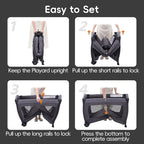 Pamo Babe Portable Playpen Foldable Playard for Baby and Toddler Mattress, Changing Table for Newborn Portable Playard