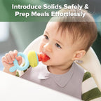 Haakaa Baby Fruit Food Feeder & Mini Freezer Nibble Tray Combo, Breastmilk Popsicle Molds for Baby Cooling Relief, BPA Free Silicone Feeder for Safe Infant Self Feeding, 4 Month+ (Blue)