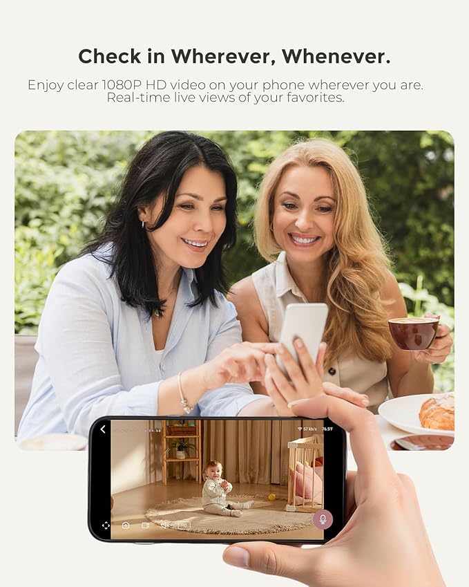 Momcozy Smart WiFi Baby Monitor, APP Control Baby Monitor with Camera & Audio, Danger Zone Alert, Motion & Cry Detection, 1080P Night Vision, 2-Way Talk, Photo & Video Recording (Compatible With BM04)