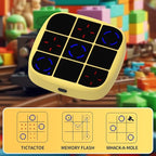 Tic-Tac-Toe Bolt Game, 4-in-1 Handheld Puzzle Game Console, Electronic Tic-Tac-Toe Toy, Educational and Memory Growth, Portable Travel Games for Car Ride, Board Games for Kids and Adults (Yellow)