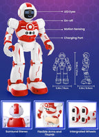 Robot Toys for Kids,Programmable Remote Control Smart Walking Dancing Robot Toy with Gesture & Sensing for Age 4 5 6 7 8 9 10 Year Old Boys for Birthday Present,Red