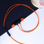 LUDOS Ultra Wired Earbuds in-Ear Headphones, 5 Years Warranty, Earphones with Microphone, Noise Isolating Ear Buds, Memory Foam for iPhone, Samsung, School Students, Kids, Women, Small Ears - Orange