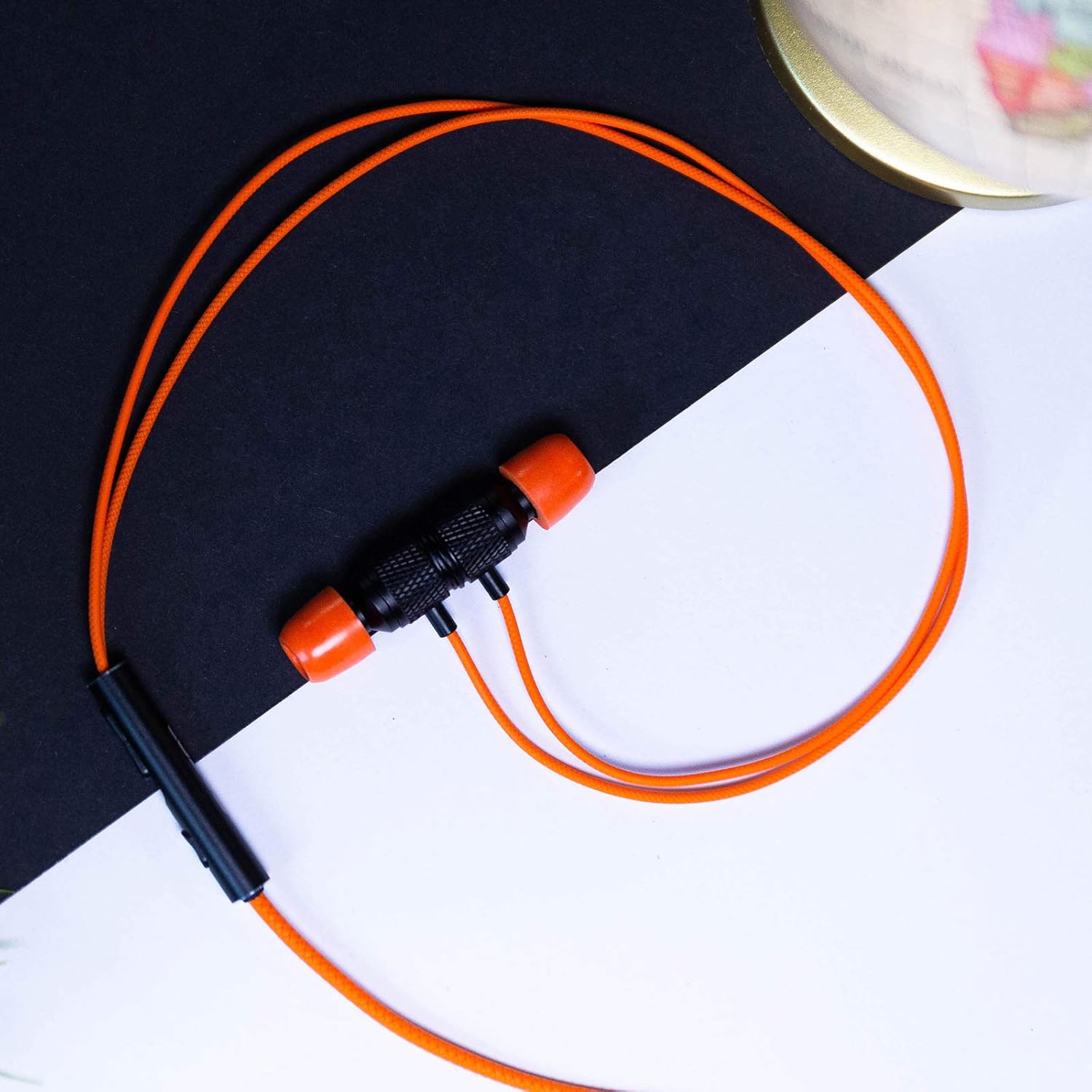 LUDOS Ultra Wired Earbuds in-Ear Headphones, 5 Years Warranty, Earphones with Microphone, Noise Isolating Ear Buds, Memory Foam for iPhone, Samsung, School Students, Kids, Women, Small Ears - Orange