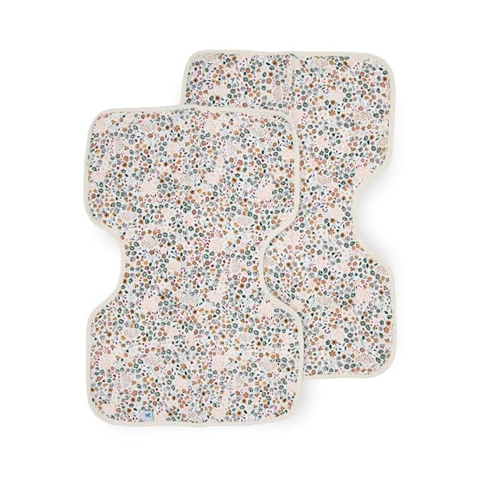 Little Unicorn Ultra-Absorbent Premium Burp Cloth 2 Pack | Soft on Baby's Skin | Larger Size | Ergonomic Design | Set of 2 (Pressed Petals)